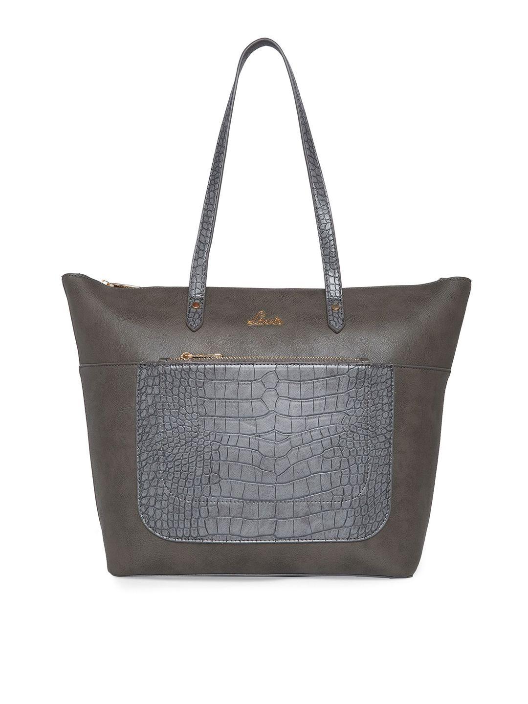 lavie women grey textured structured tote bag