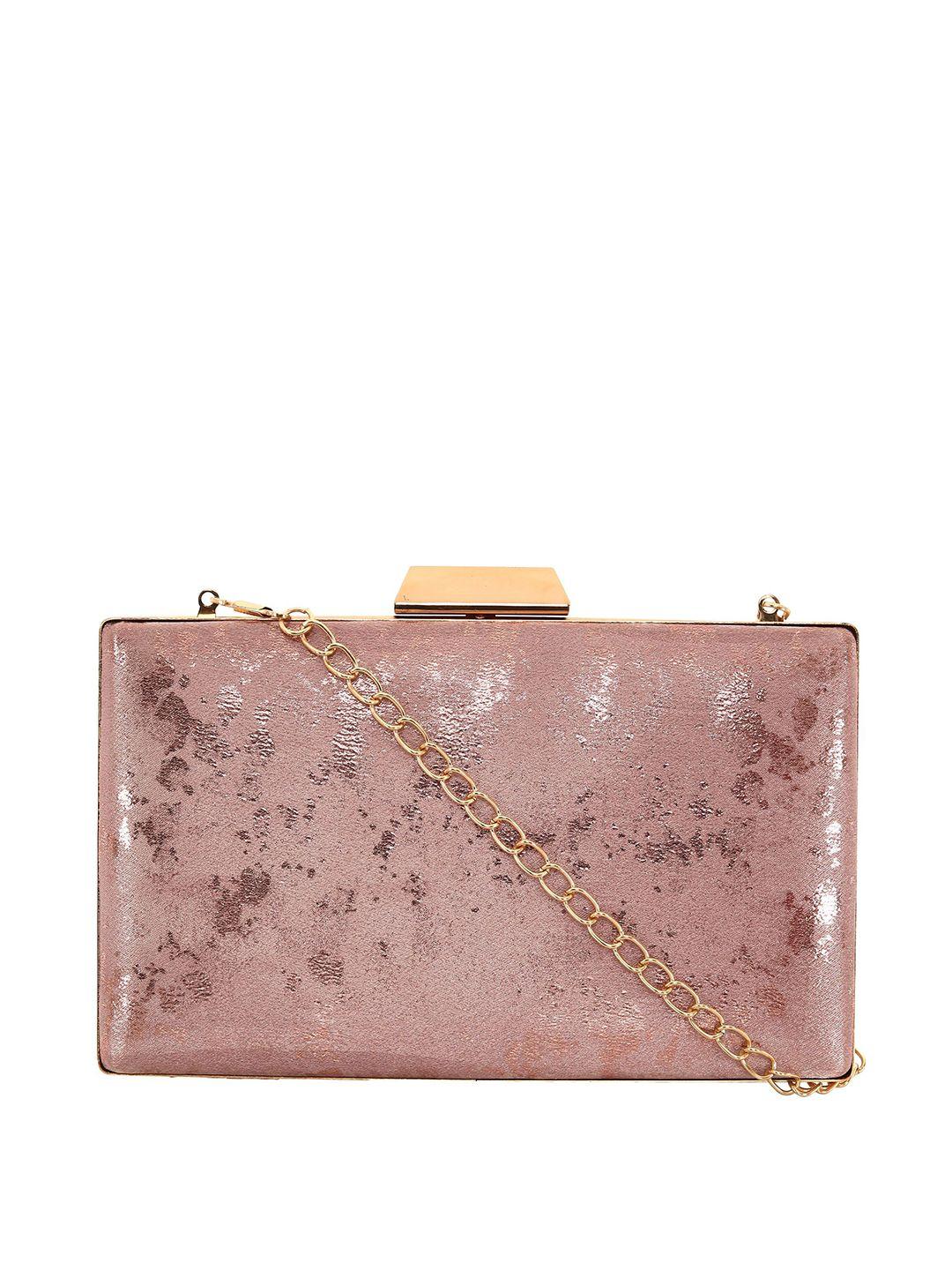 lavie women pink patterned box clutch with strap