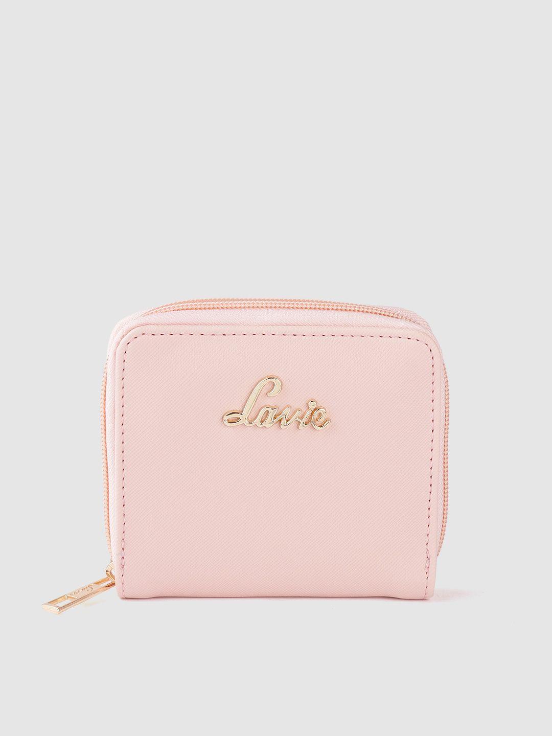 lavie women pink solid zip around wallet