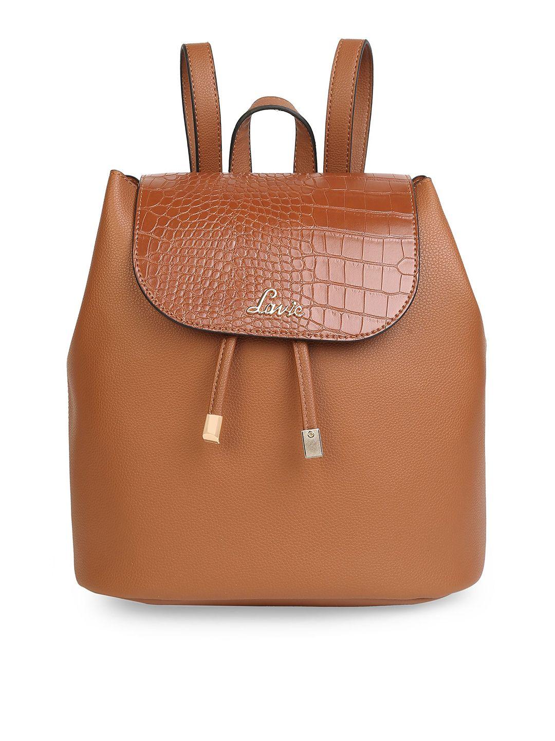 lavie women tan brown croc textured backpack