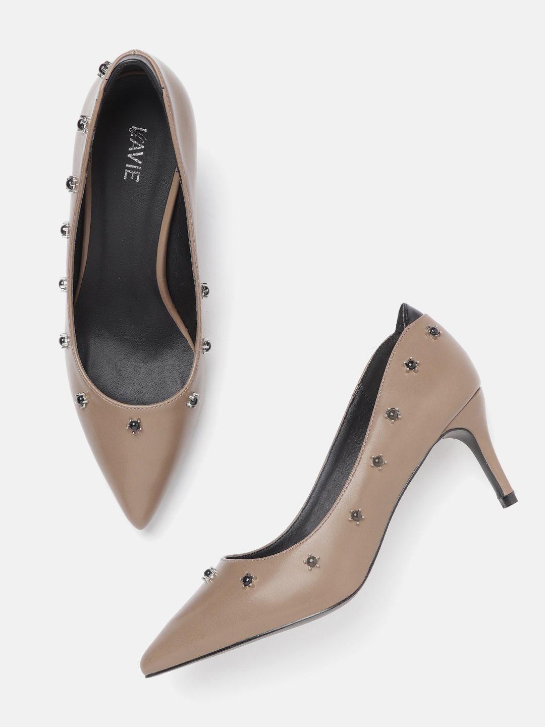 lavie women taupe embellished pumps