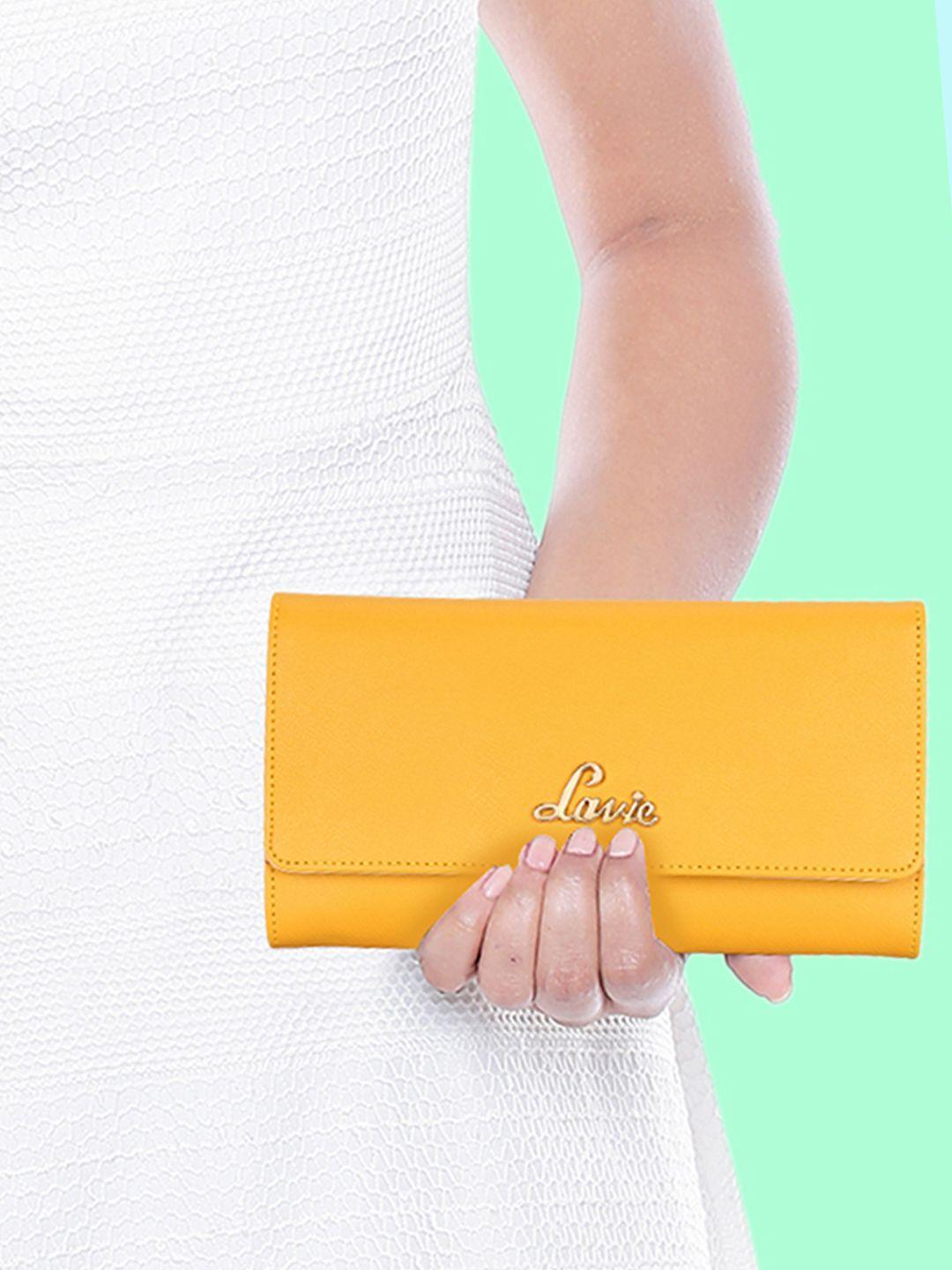 lavie women yellow three fold purse