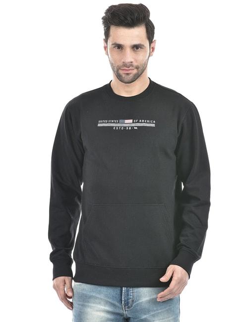 lawman pg3 black regular fit printed sweatshirt