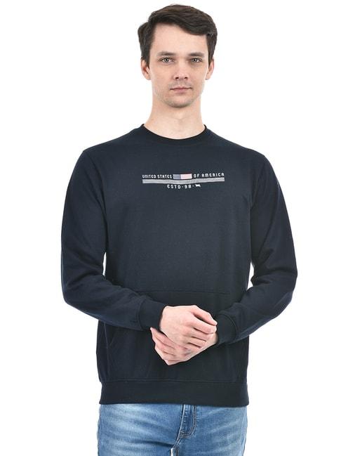 lawman pg3 navy regular fit printed sweatshirt