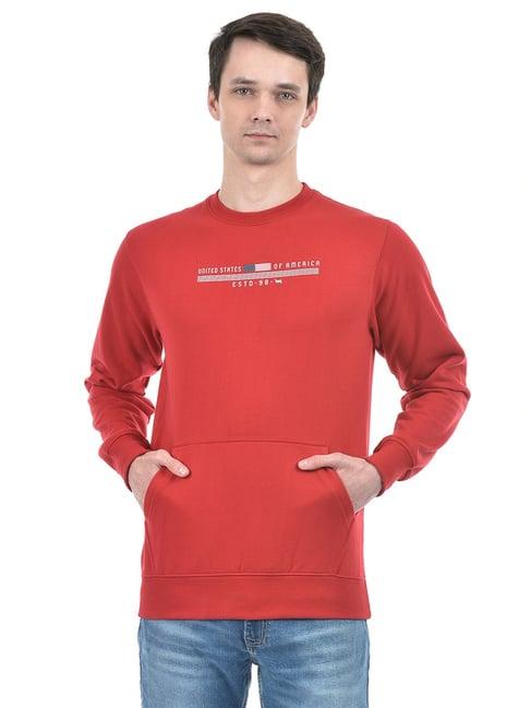 lawman pg3 red regular fit printed sweatshirt