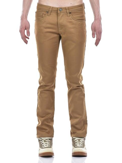 lawman pg3 brown slim fit lightly washed jeans