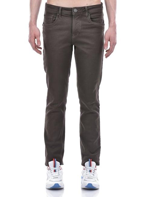 lawman pg3 brown slim fit lightly washed jeans