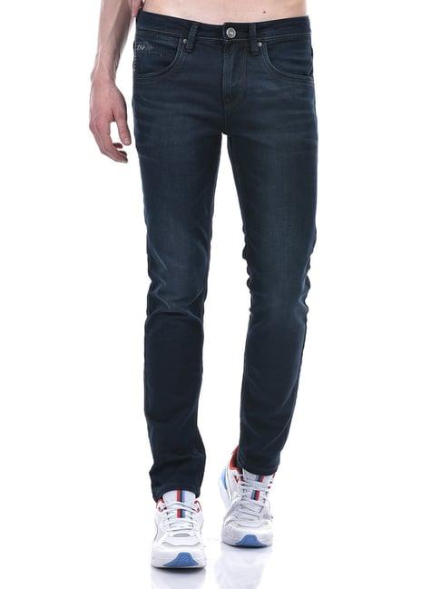 lawman pg3 dark blue slim fit lightly washed jeans