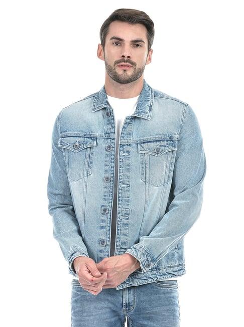 lawman pg3 light blue regular fit cotton denim jacket