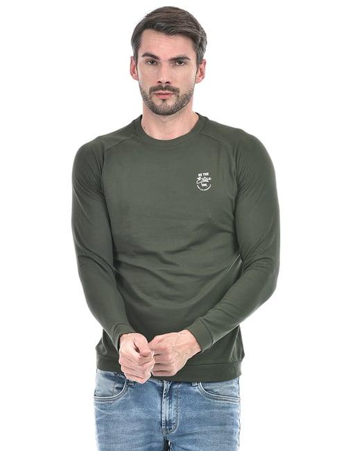 lawman pg3 olive regular fit textured sweatshirt