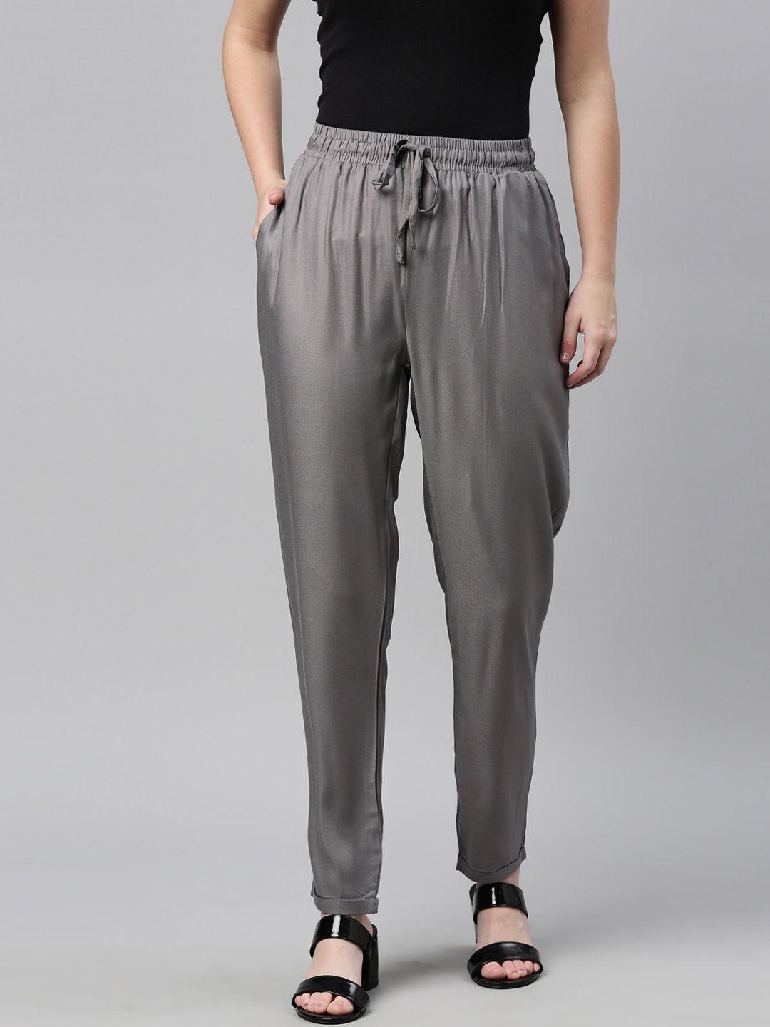 laya women grey relaxed trousers