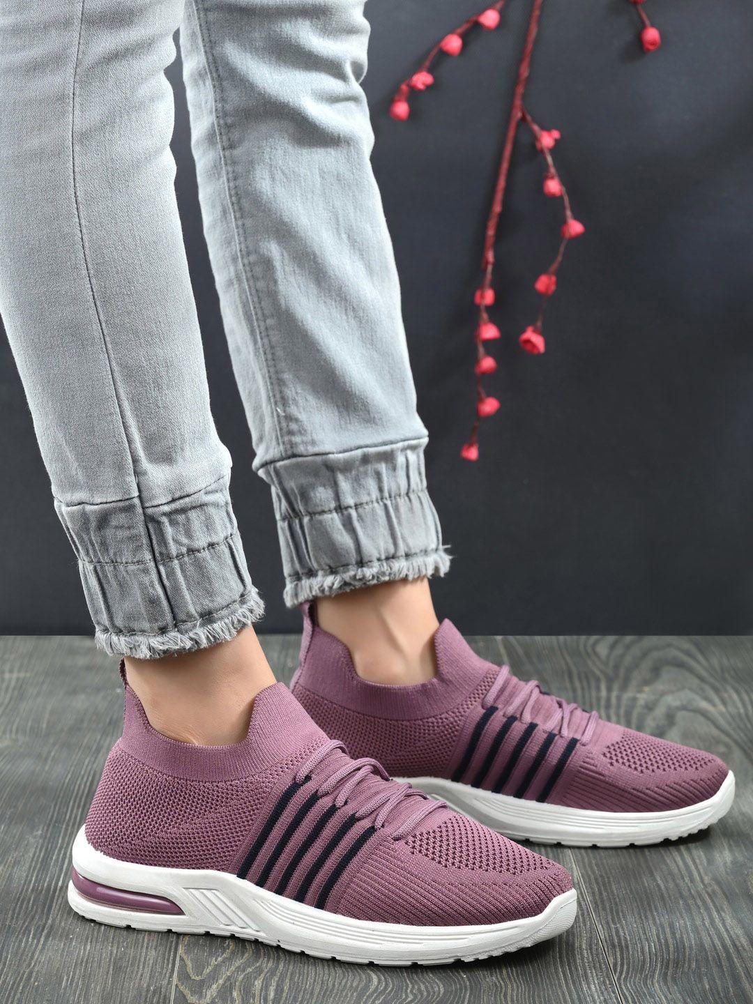 layasa women purple textured slip-on sneakers