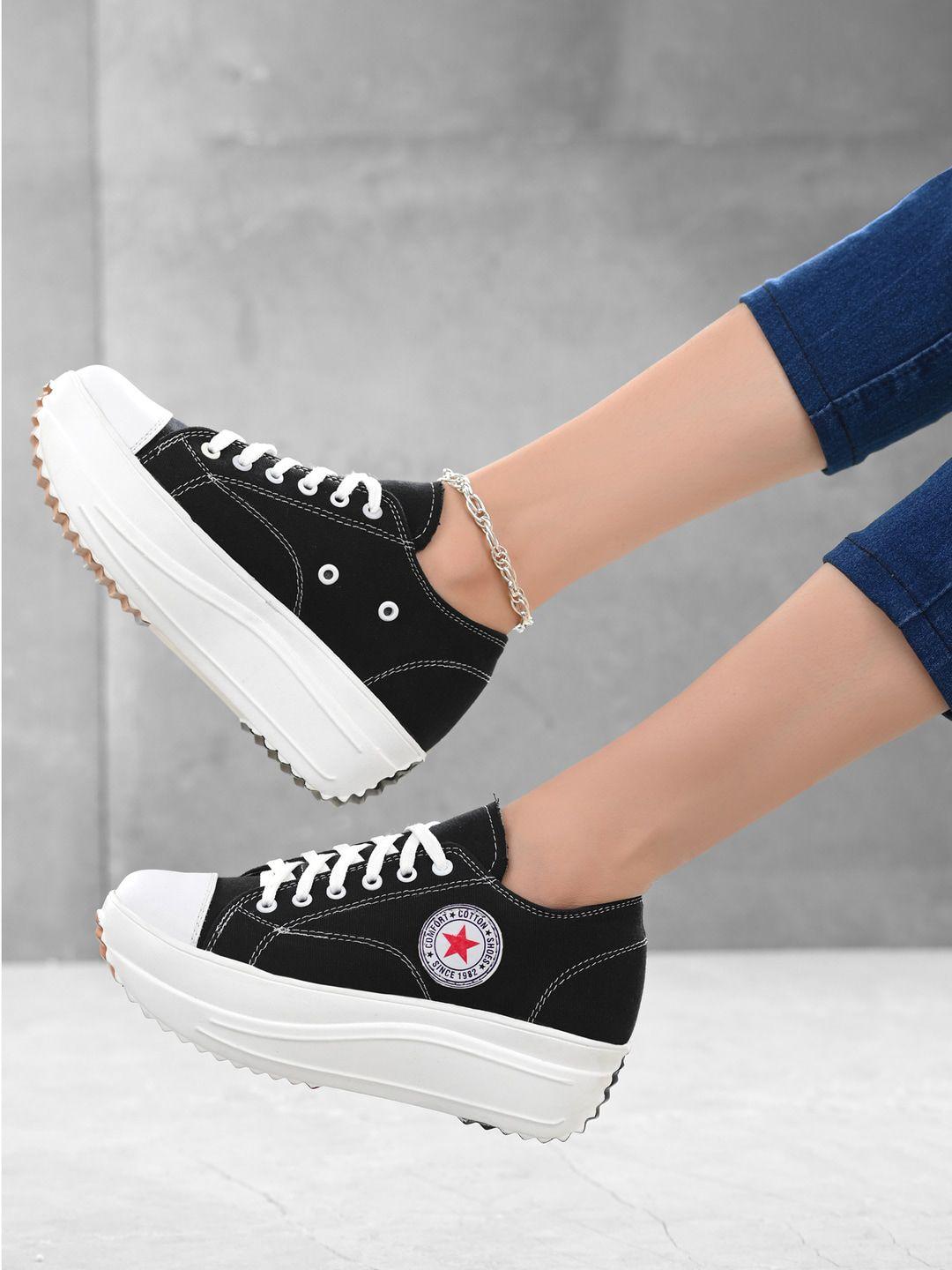 layasa women black solid sneakers