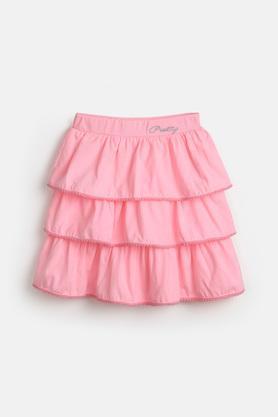 layered cotton skirt for girls - pink