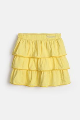 layered cotton skirt for girls - yellow