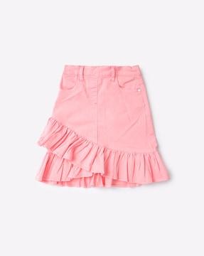 layered skirt with semi-elasticated waist