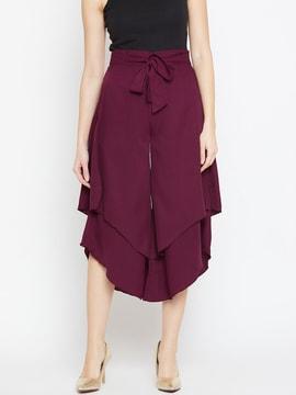 layered asymmetrical flared culottes