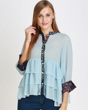 layered blouse with high-low hemline