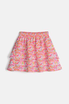 layered cotton skirt for girls - multi