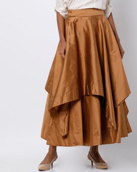 layered flared skirt with asymmetrical panel