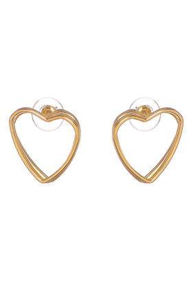 layered geometric heart stud earrings