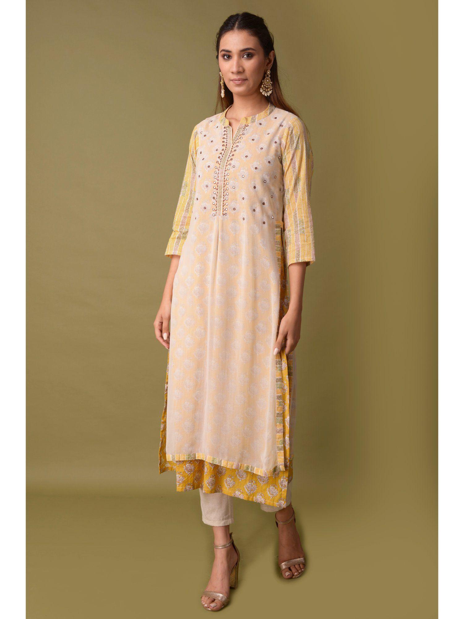 layered kurta printed georgette front