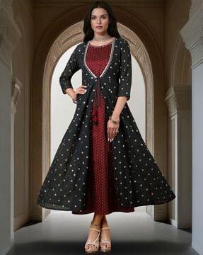 layered kurta with embellished accent