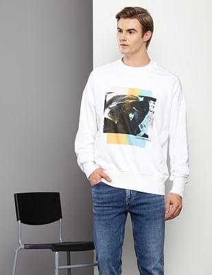 layered photo print oversized sweatshirt