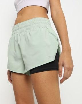 layered running shorts with elasticated waistband