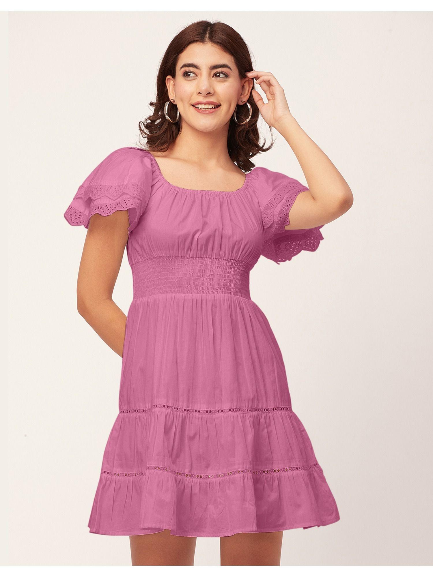 layered sleeve chic cotton mini dress