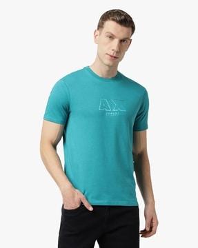 lazer-cut satin print crew-neck t-shirt