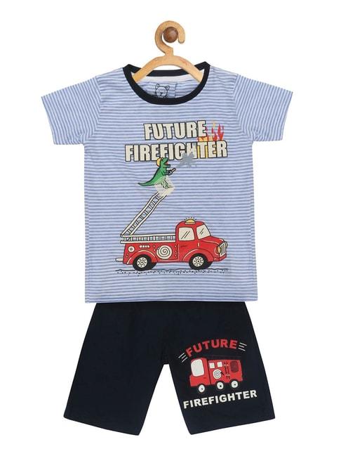 lazy shark kids blue printed  t-shirt with  shorts