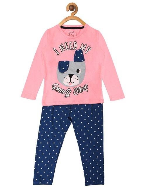 lazy shark kids pink & blue printed top with pants