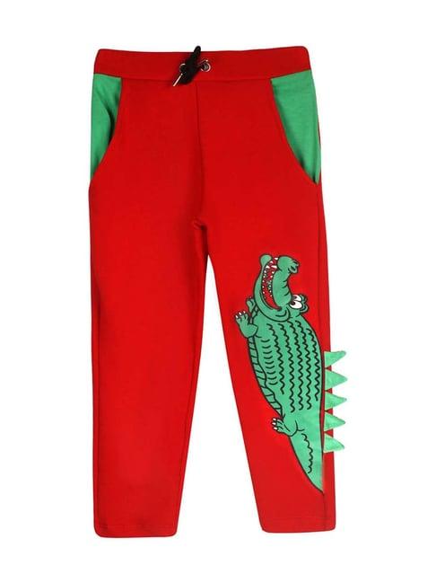 lazy shark kids red printed joggers