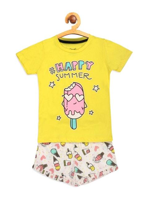 lazy-shark-kids-yellow-&-cream-printed--top-with--shorts