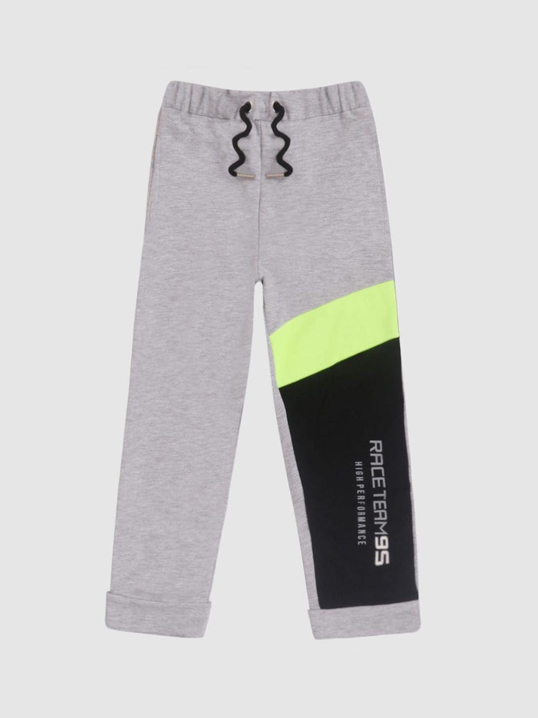 lazy shark boys grey & black colourblocked cotton joggers