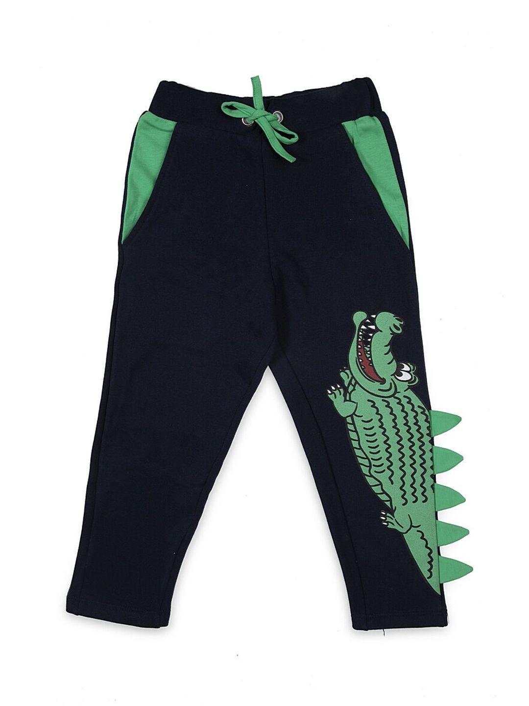 lazy shark boys navy appliqued straight-fit track pants