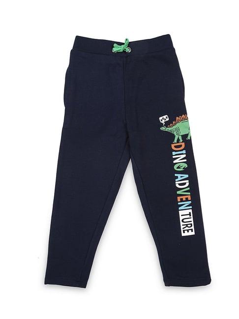 lazy shark kids navy printed  trousers