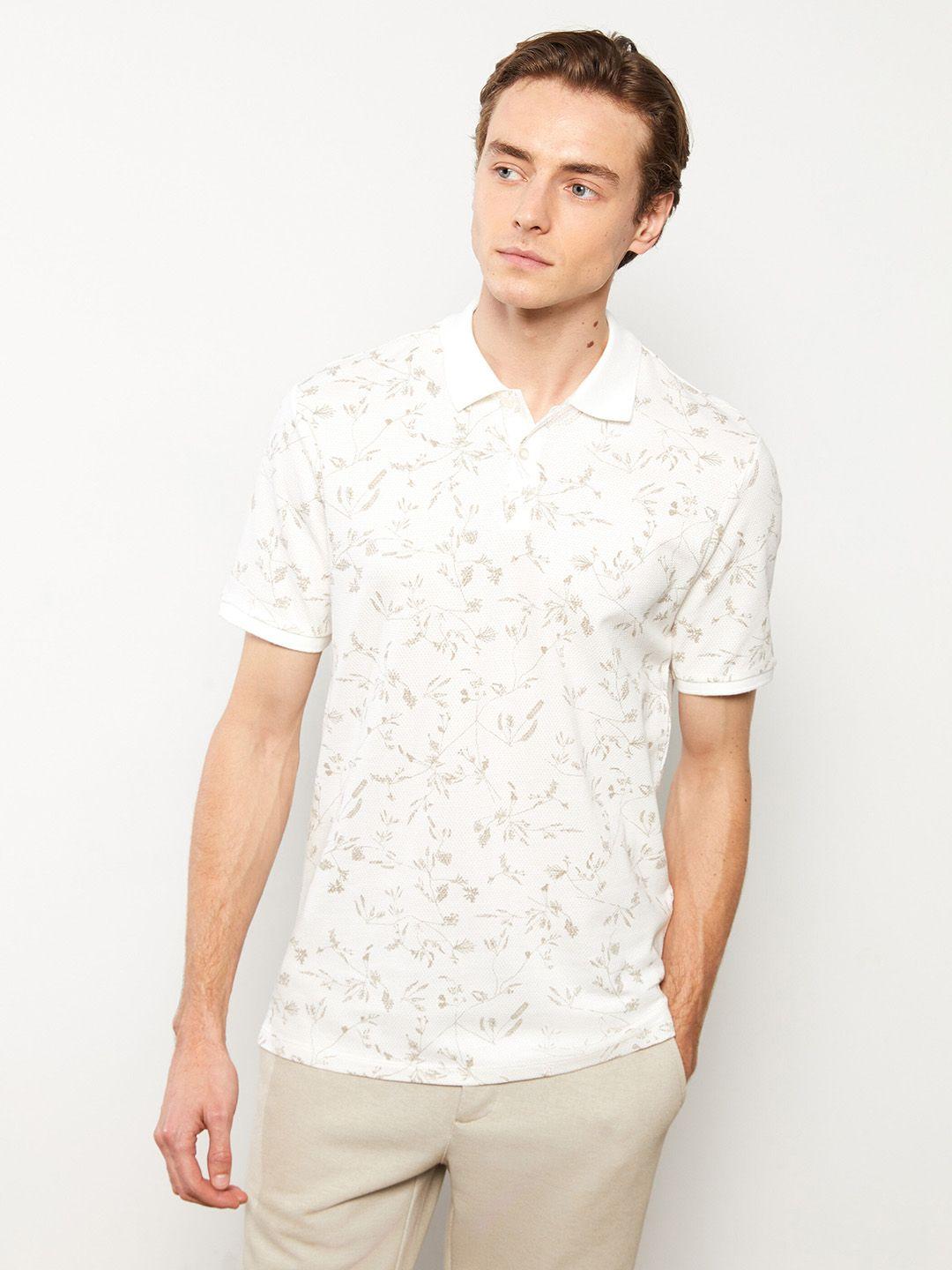 lc waikiki floral printed polo collar pure cotton t-shirt