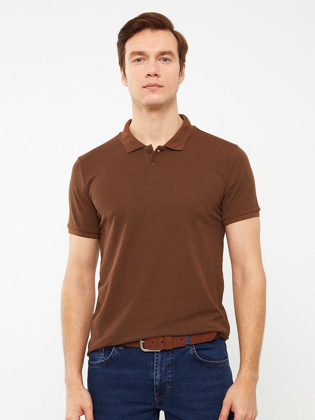 lc waikiki men self design polo collar slim fit t-shirt