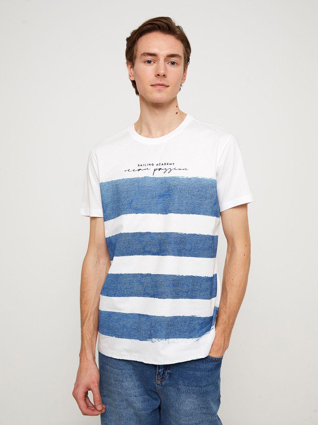 lc waikiki striped pure cotton slim fit t-shirt