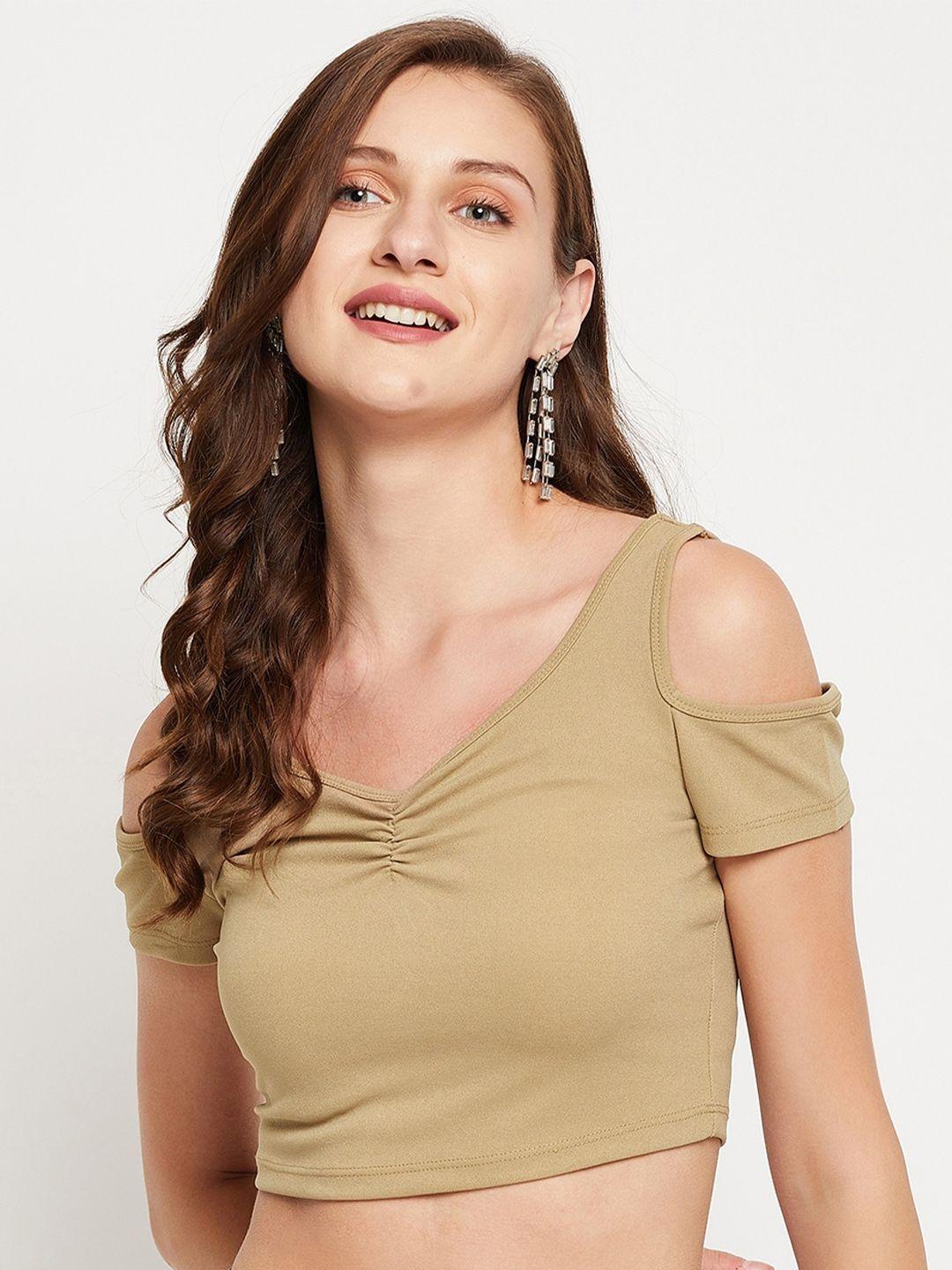 le bourgeois cold-shoulder sleeves crop top