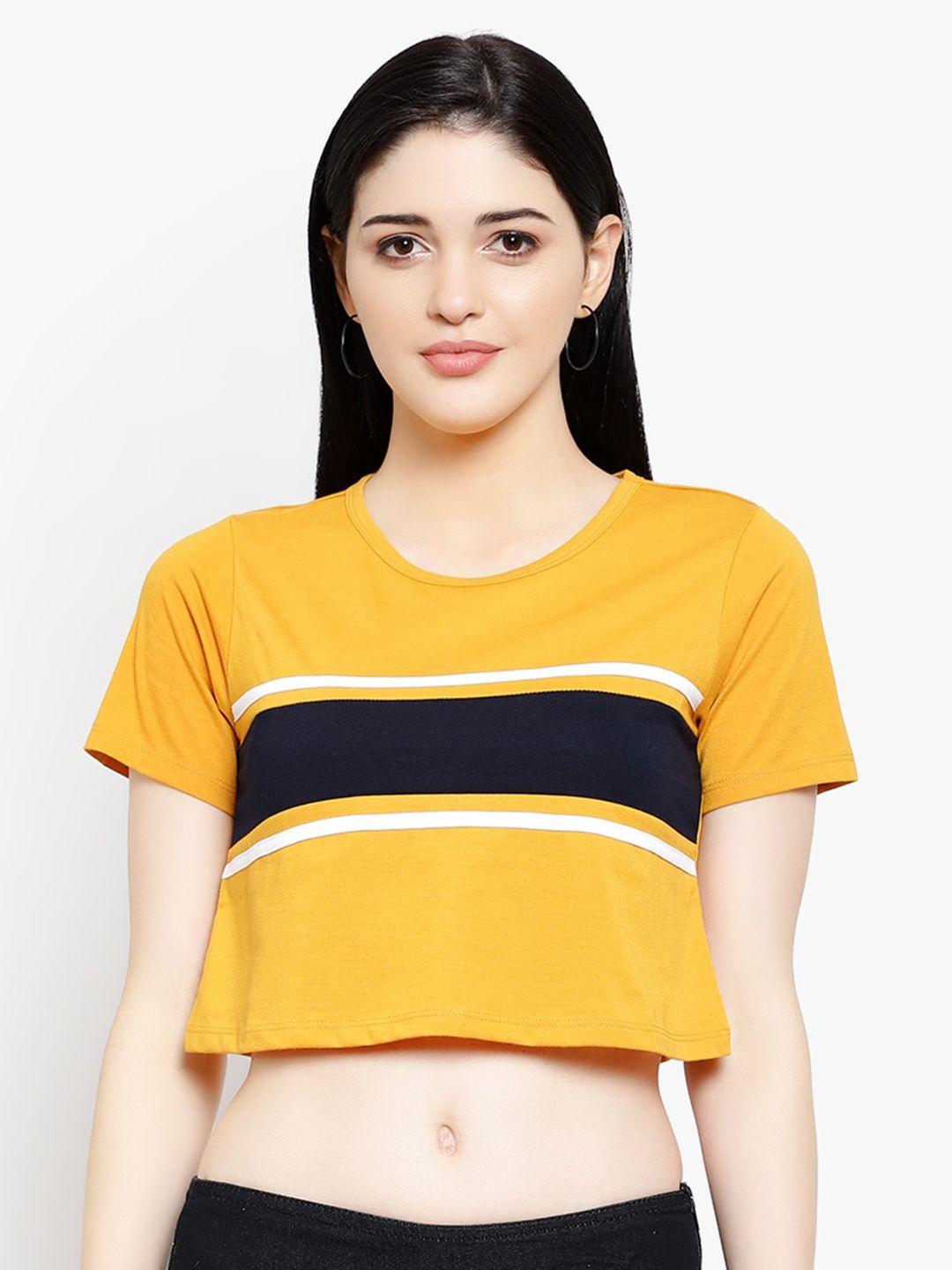 le bourgeois loose fit short sleeve striped crop top