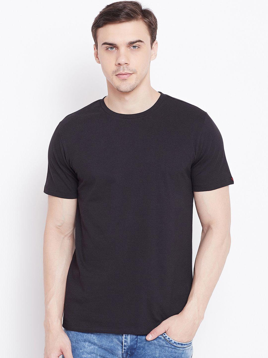 le bourgeois men black solid round neck pure cotton t-shirt