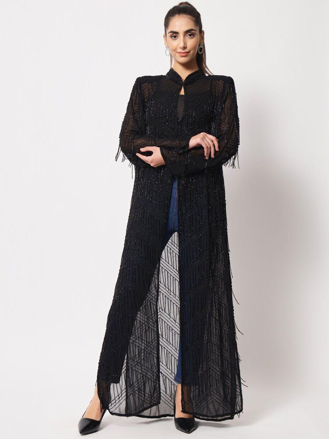 le bourgeois party embellished longline sheer shrug