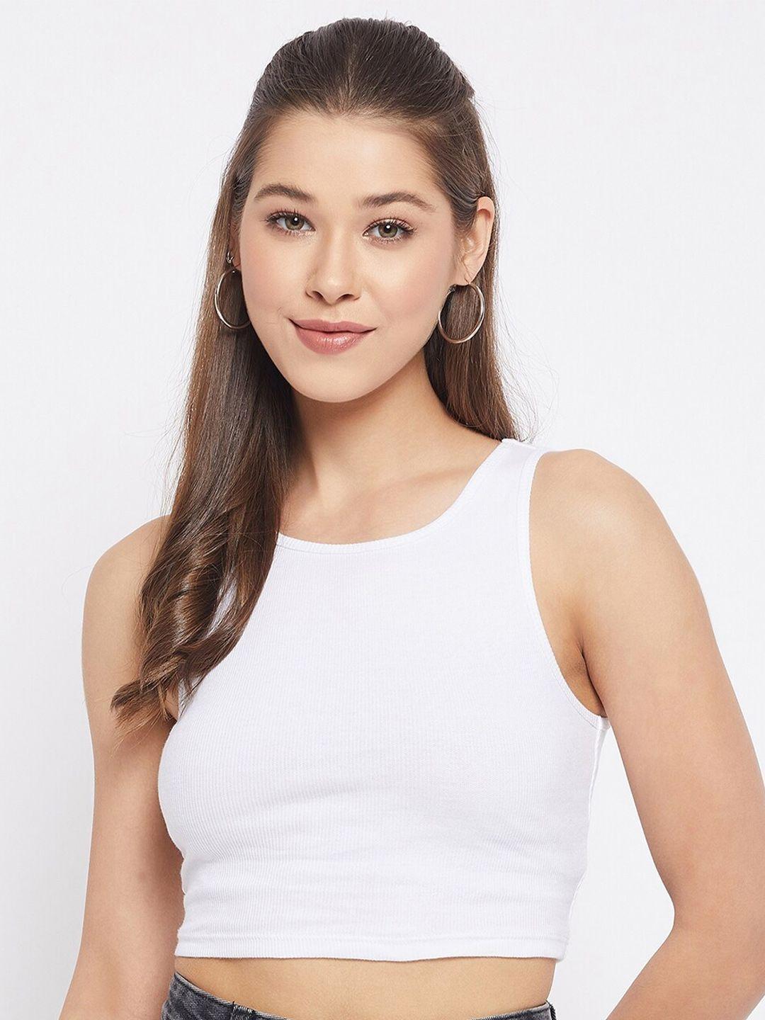 le bourgeois white sleeveless crop top