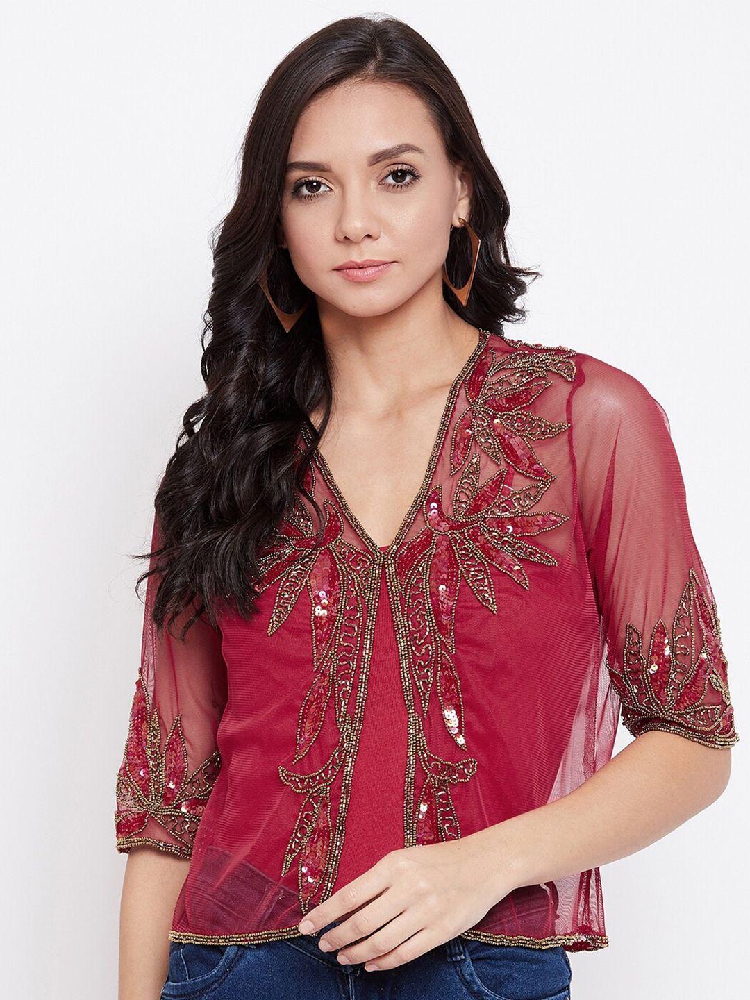 le bourgeois women beads embellished sheer shrug