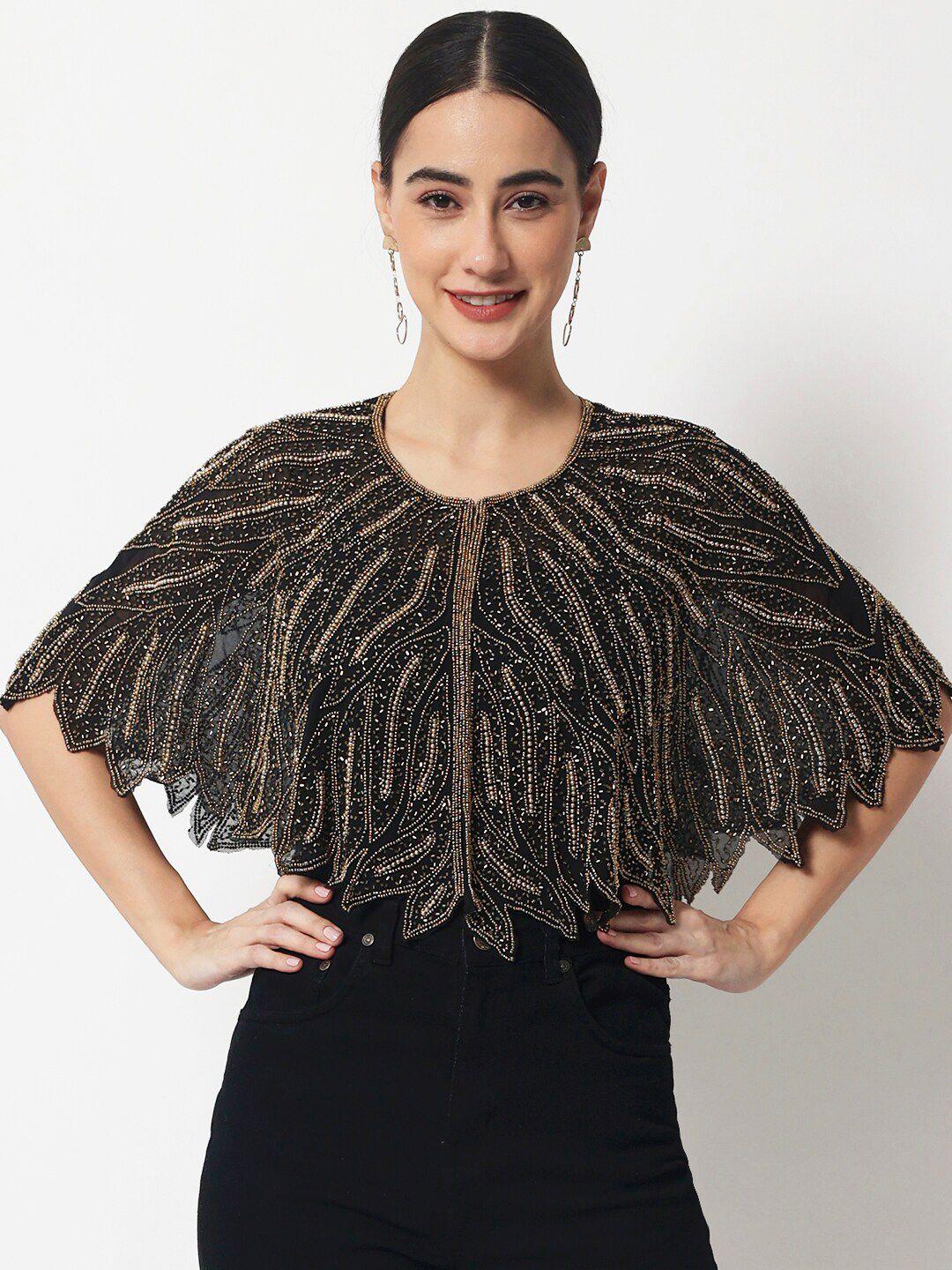le bourgeois women gold-toned party embellished crop shrug
