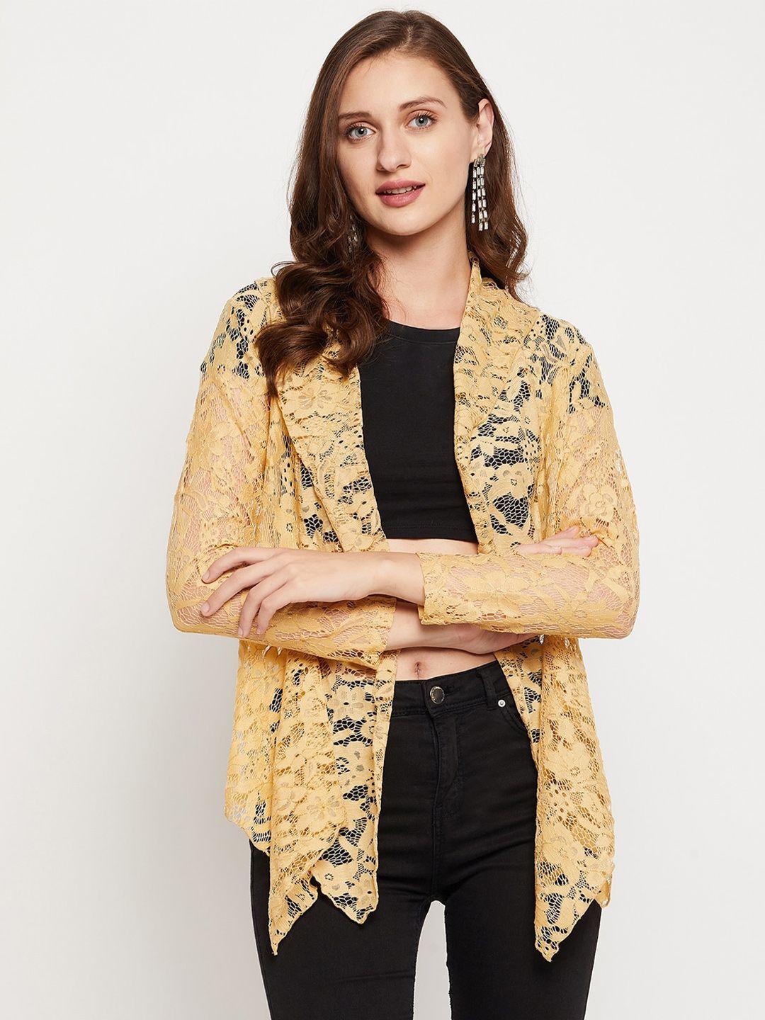 le bourgeois women mustard sheer shrug