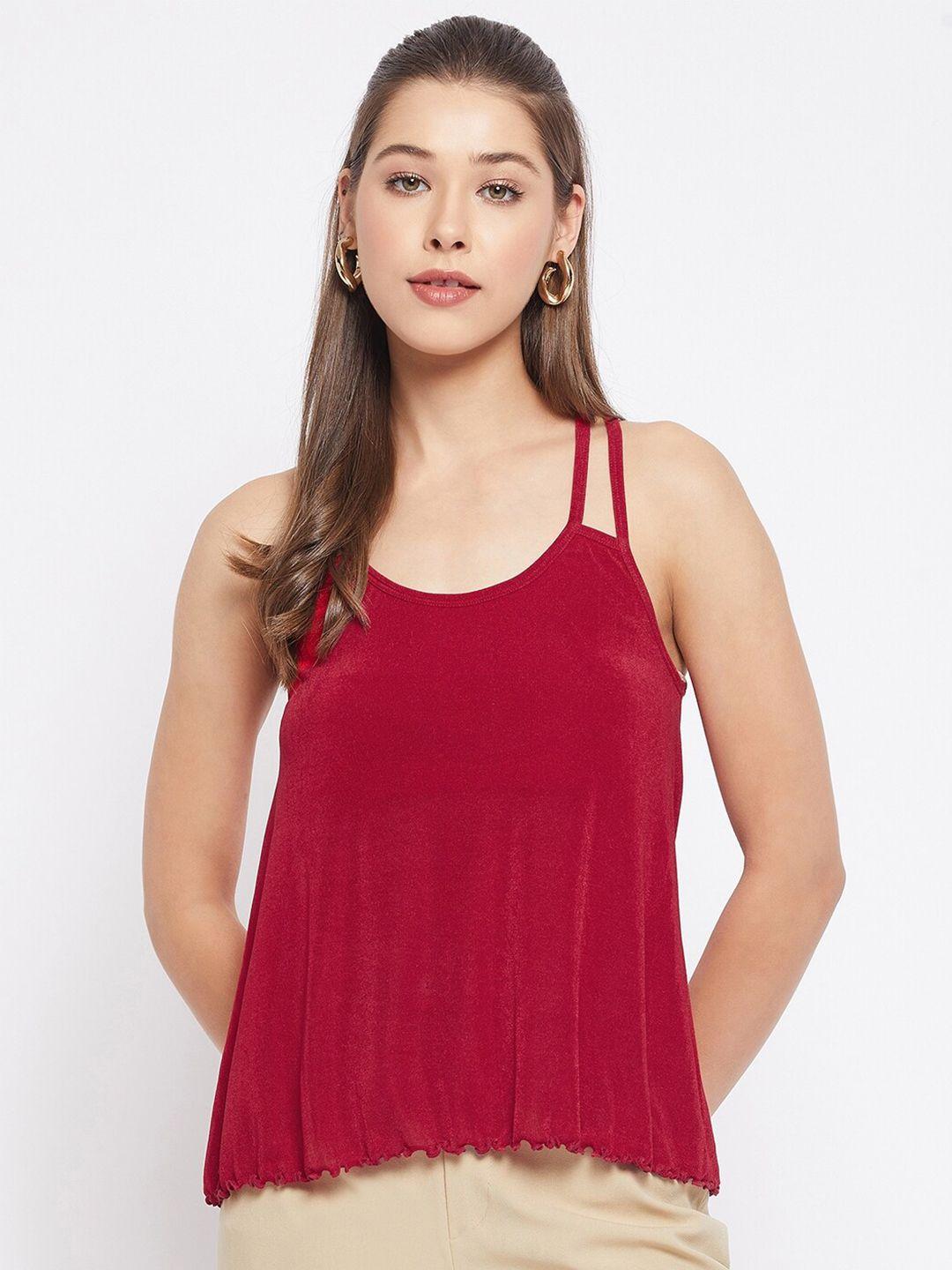 le bourgeois women red solid cami top